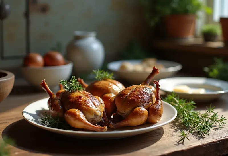 Cailles rôties à l'ancienne façon papy, recette traditionnelle