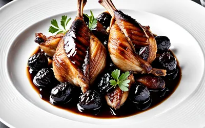 Recette gourmande de cailles rôties aux pruneaux et foie gras