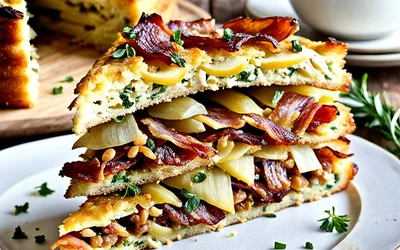 Cake apéritif moelleux aux oignons caramélisés et lardons fumés - Recette facile