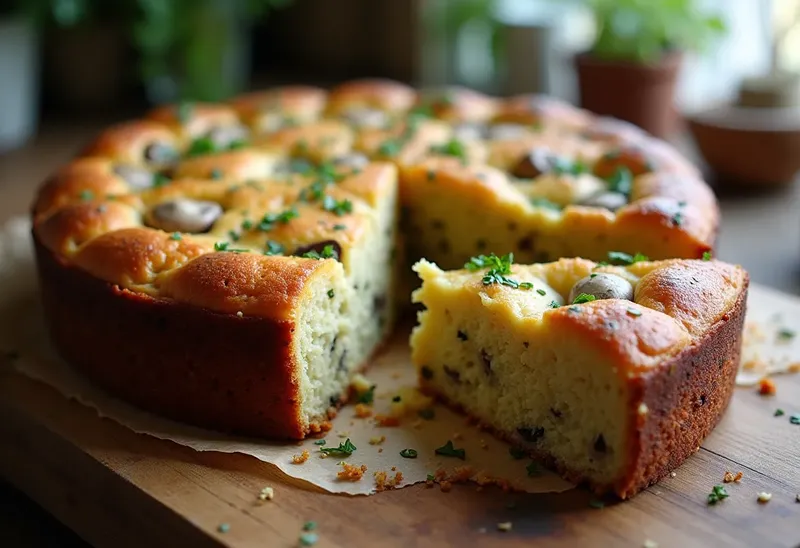Cake moelleux aux champignons frais et herbes