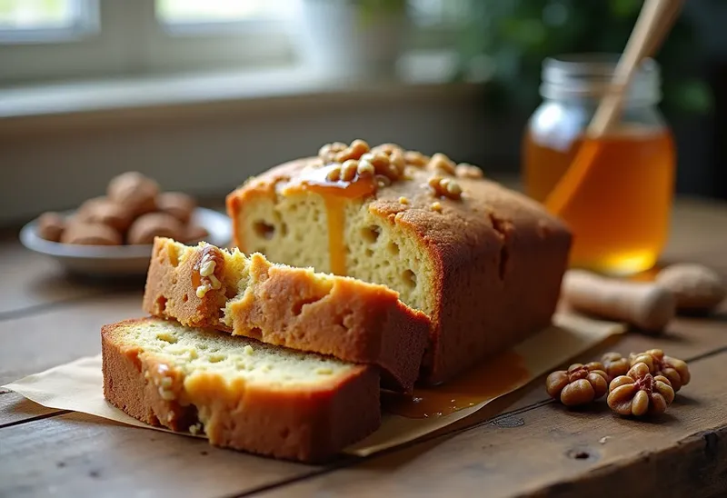 Cake moelleux aux noix et miel, recette facile et gourmande