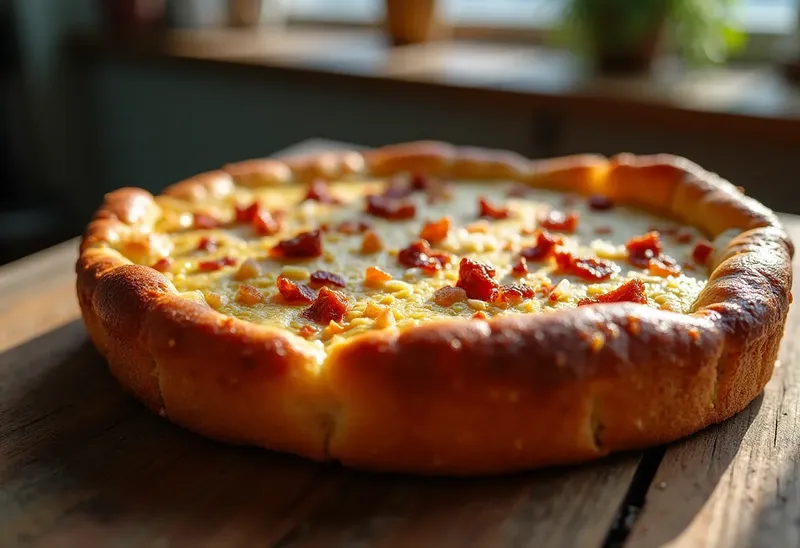 Cake salé gourmand aux oignons caramélisés et lardons croustillants