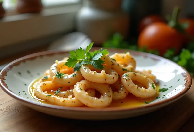 Calamars sautés aux herbes fraîches et épices parfumées