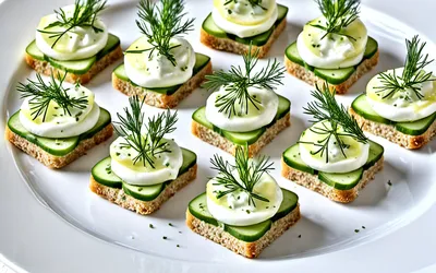 Canapés frais au concombre et fromage frais : recette apéritive facile et rapide
