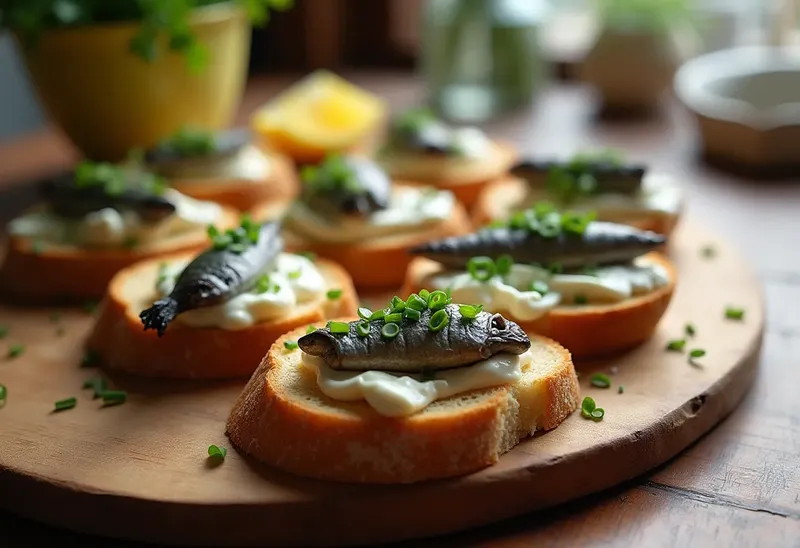 Canapés gourmands aux sardines fraîches