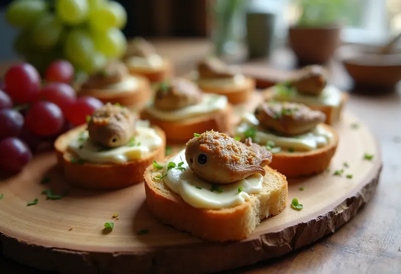 Canapés gourmands de cailles aux raisins frais