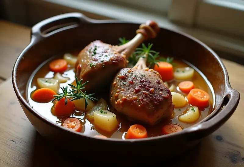 Canette mijotée en daube au vin blanc : recette traditionnelle savoureuse