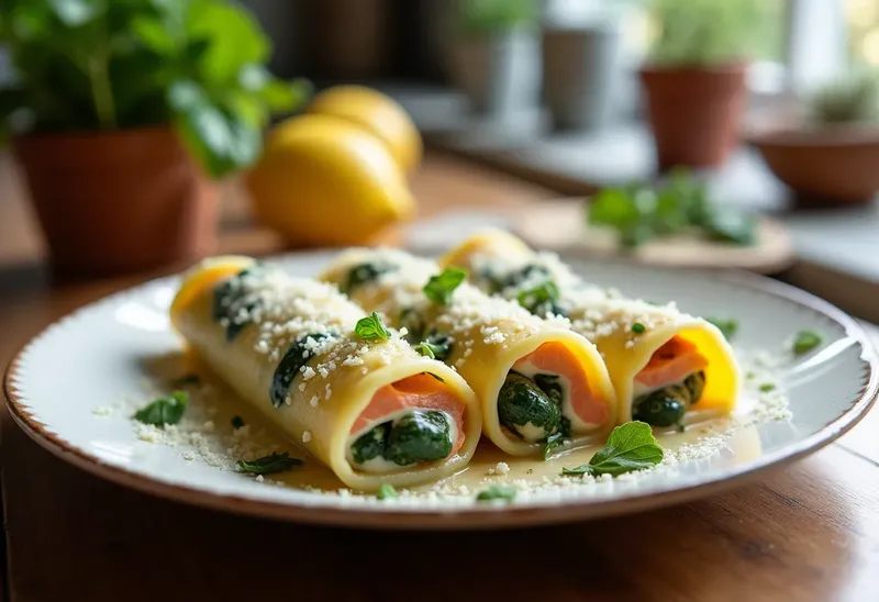 Cannellonis au saumon frais et sauce crémeuse au citron
