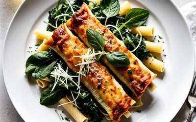 Recette facile de cannellonis farcis aux épinards et rôti de porc gratinés