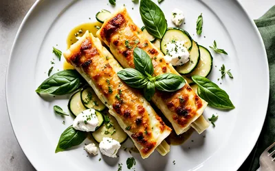Recette facile de cannellonis aux courgettes, basilic et chèvre frais