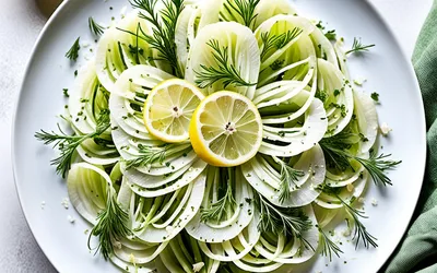 Recette facile de Carpaccio de fenouil frais et croquant avec vinaigrette citronnée
