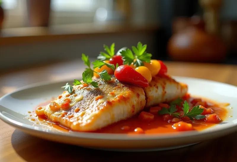 Carré de carrelet aux poivrons gratinés : recette savoureuse et facile