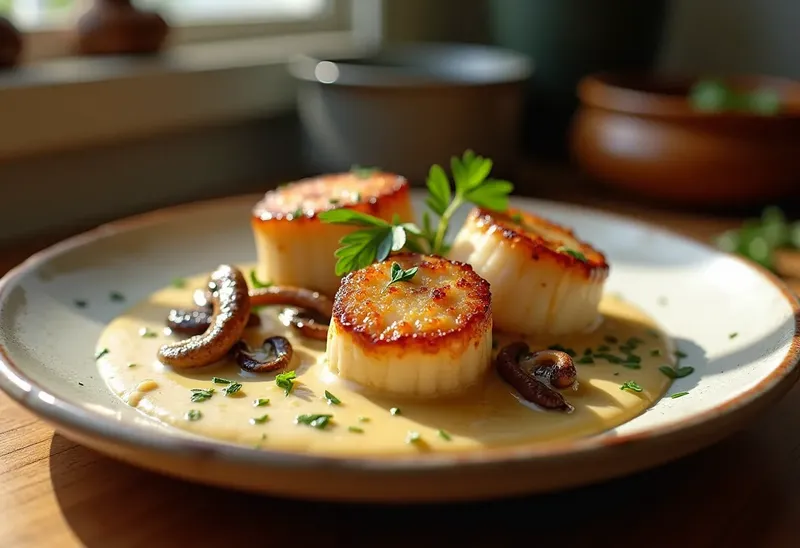 Cassolettes de Saint-Jacques à la Crème et au Vin Blanc