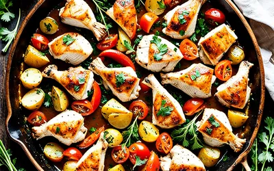 Recette authentique de Cataplana de poulet aux légumes méditerranéens