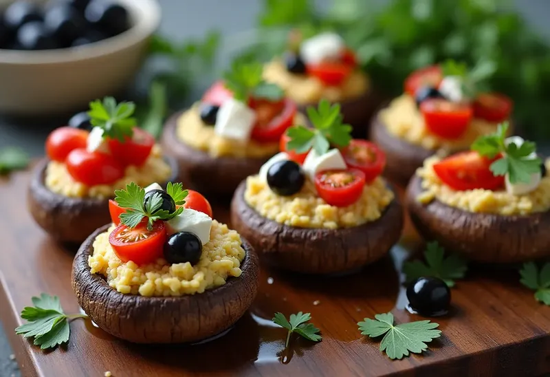 Champignons farcis à la grecque savoureux et faciles