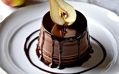 Charlotte au chocolat intense et poires caramélisées fondantes - Recette facile et gourmande