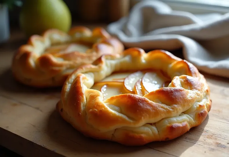 Chausson fondant au fromage de chèvre et poires caramélisées