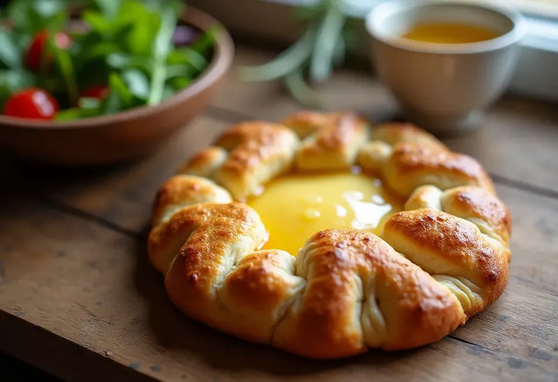 Chausson léger au Saint-Marcellin et sa vinaigrette au miel