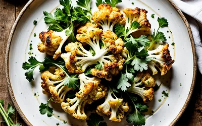 Recette facile de chou-fleur rôti du Finistère aux herbes et sauce citronnée