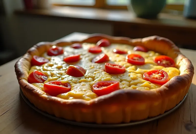 Clafoutis fondant aux tomates cerises et Saint-Marcellin