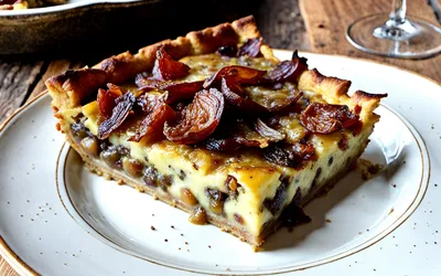 Recette facile de clafoutis aux oignons, lardons et vin blanc - Plat savoureux