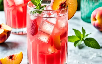 Cocktail rafraîchissant à la pêche rosée sans alcool - recette facile et rapide