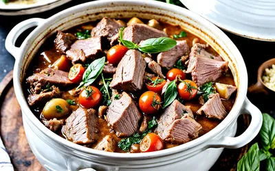Recette facile de cocotte d'agneau au basilic frais fondante