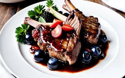 Coeur de côtelettes d'agneau au Porto et fruits rouges : recette raffinée et gourmande