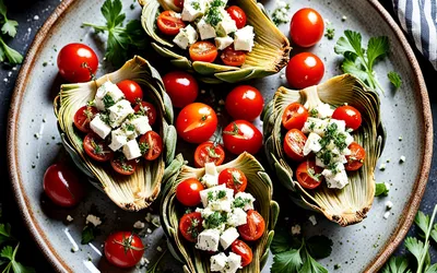 Coeurs d'artichauts farcis à la feta façon saganaki - recette grecque savoureuse
