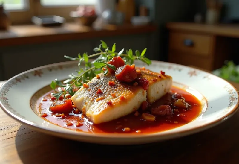 Congre mijoté au vin rouge et lard fumé : recette savoureuse et gourmande
