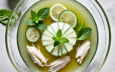 Consommé froid de concombre au poulet : recette fraîche, légère et facile