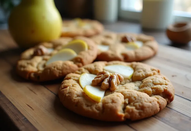 Cookies moelleux aux poires fraîches et éclats de noix