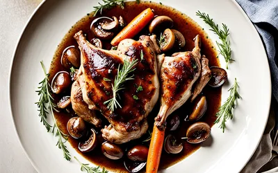 Recette Authentique de Coq au Vin Flambé à l'Armagnac - Plat Traditionnel Français