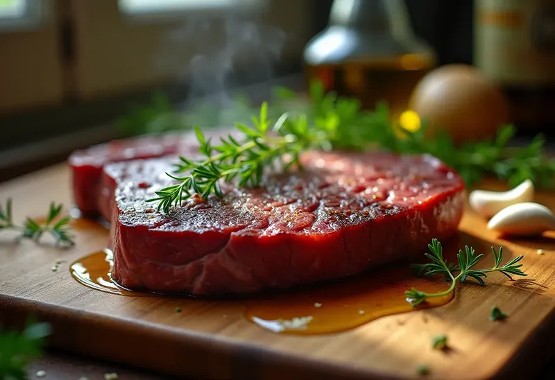 Côte de bœuf grillée au cerfeuil frais et épices