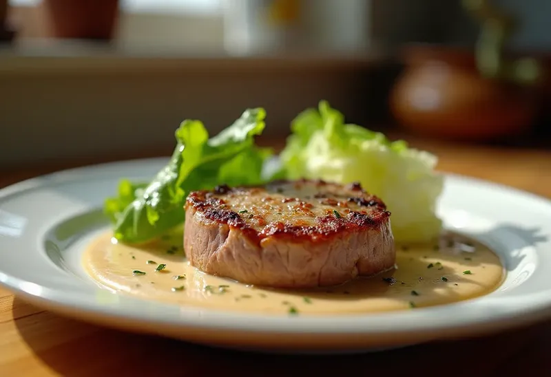 Côte de Veau Rôtie et Sauce Crémeuse à la Laitue Fraîche