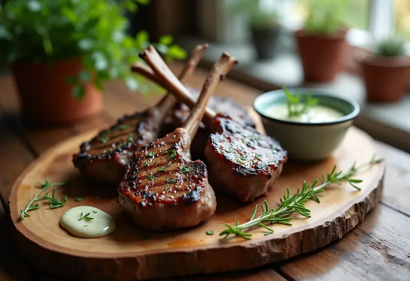 Côtelettes d'agneau grillées à la crème onctueuse d'estragon