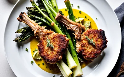 Recette facile de côtes d'agneau panées aux poireaux fondants
