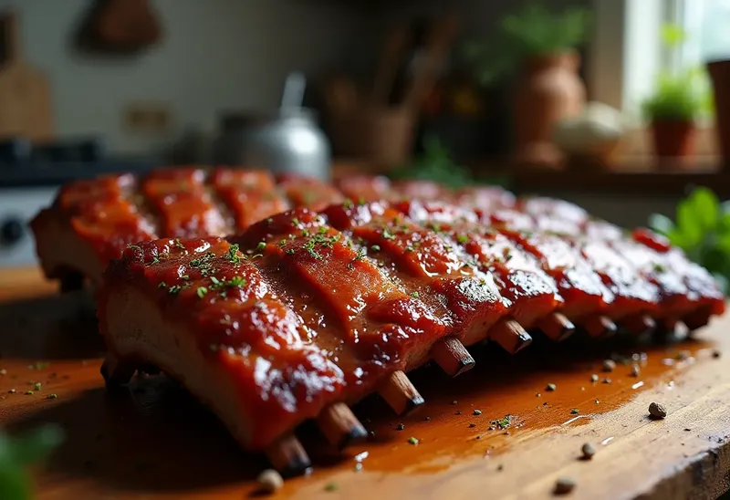 Côtes de porc caramélisées au miel et épices