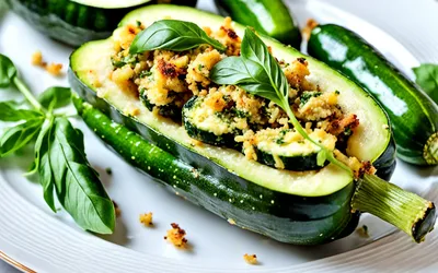 Recette facile de courgettes farcies à l'ail et au basilic, plat végétarien savoureux