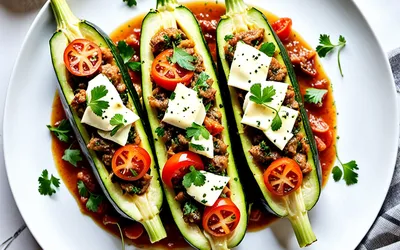 Recette facile de courgettes farcies à la viande et légumes - plat savoureux