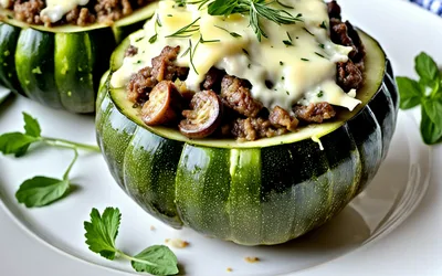 Recette facile de courgettes rondes farcies au bœuf et champignons