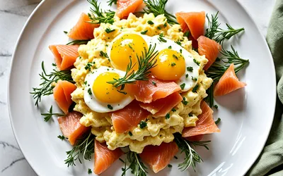 Recette facile de couronne d'œufs brouillés au saumon fumé pour un brunch gourmand