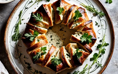 Recette facile de Couronne Marbrée avec Sauce Ail et Fines Herbes