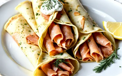 Photo de Recette facile de crêpes au saumon fumé gourmandes et rapides