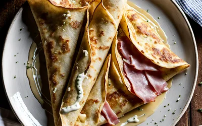 Recette facile de crêpes farcies au jambon et fromage