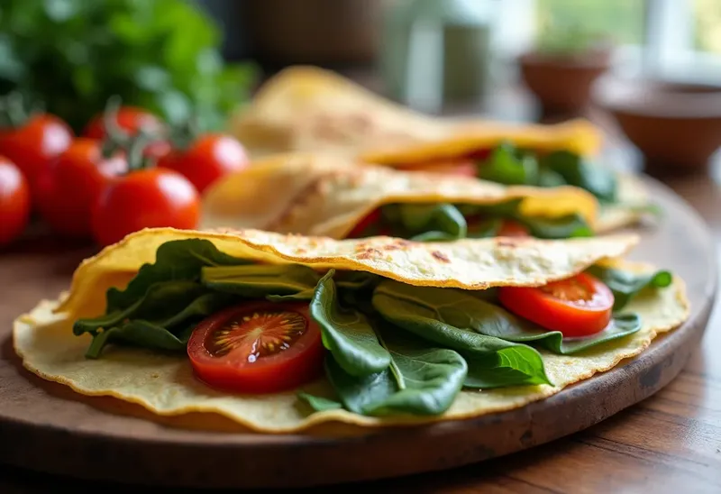 Crêpes salées aux blettes fraîches et tomates fondantes