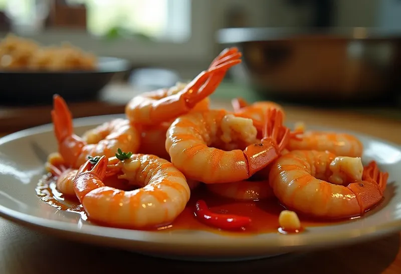 Crevettes sautées à la sauce piquante maison