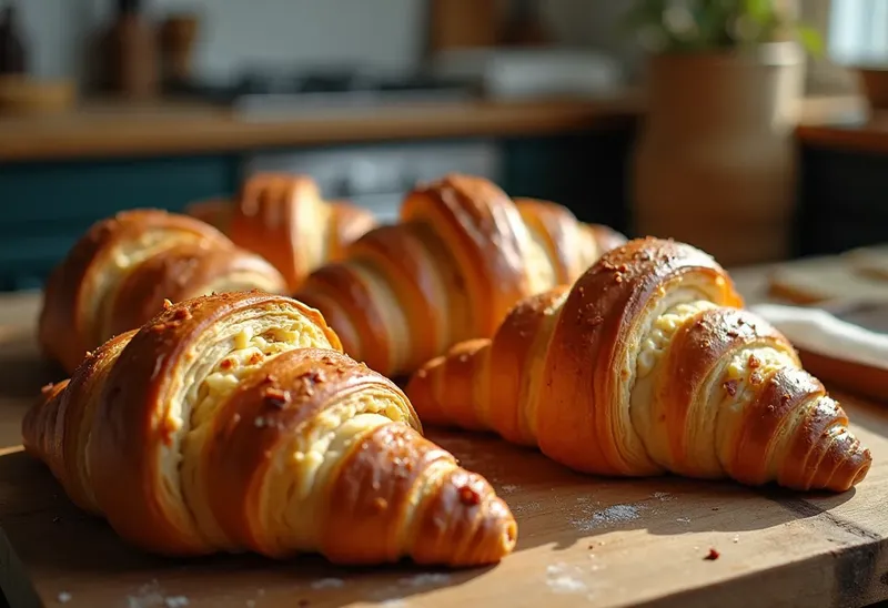Croissants feuilletés aux lardons croustillants : recette facile et gourmande