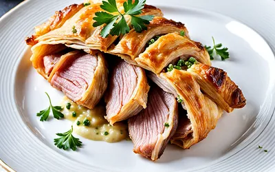 Recette croustade fine de ris de veau à la crème d'ail confit - plat raffiné