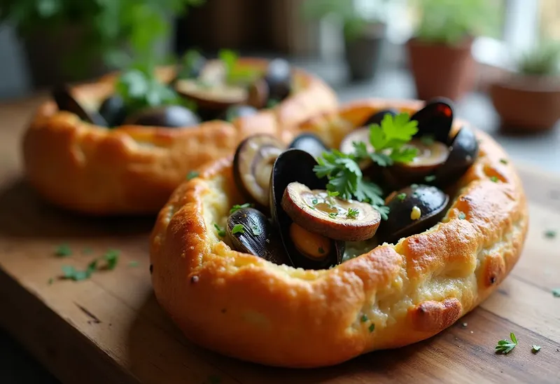 Croûtes gourmandes aux moules et champignons